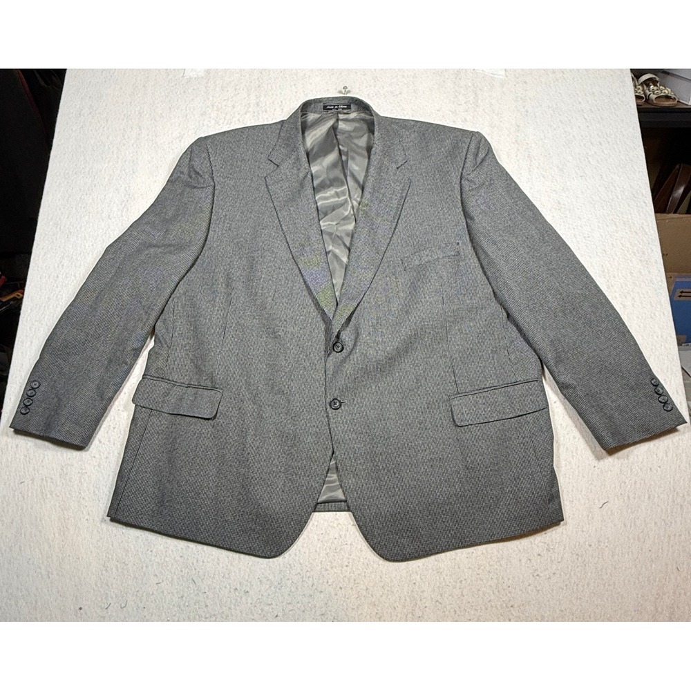 Bert Pulitzer Mens 54R Gray Micro Check 2 Button Blazer Sport Coat PJ52235P